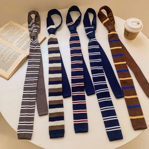 Cravate en tricot unisexe tendance, style britannique décontracté, fin et plat, accessoires pour chemise/pull/veste, cravate décorative en tricot - Product Image 6
