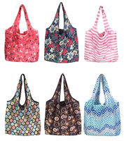 Tas Belanja Lipat Ramah Lingkungan, Dapat Digunakan Kembali, Anti Air, Berbahan Kanvas dengan Pola Geometris, Cetak Sablon, Dua Pegangan