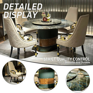 Juego de Comedor de Lujo Personalizado de Fábrica, Mesa de Comedor Redonda Giratoria con Tapa de Mármol Moderna para Villas - Product Image 2