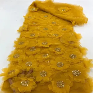 רקמת אופנה חדשה חם מכירה 3D כיתה גבוהה נפלאה בד אופנה פרח פיות מסלול 5 יארד