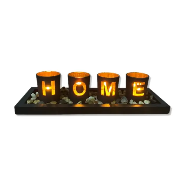 Wooden Letter Home Sweet Home Candlestick Set Glass candlestick Decoration Other Home Decor 2023