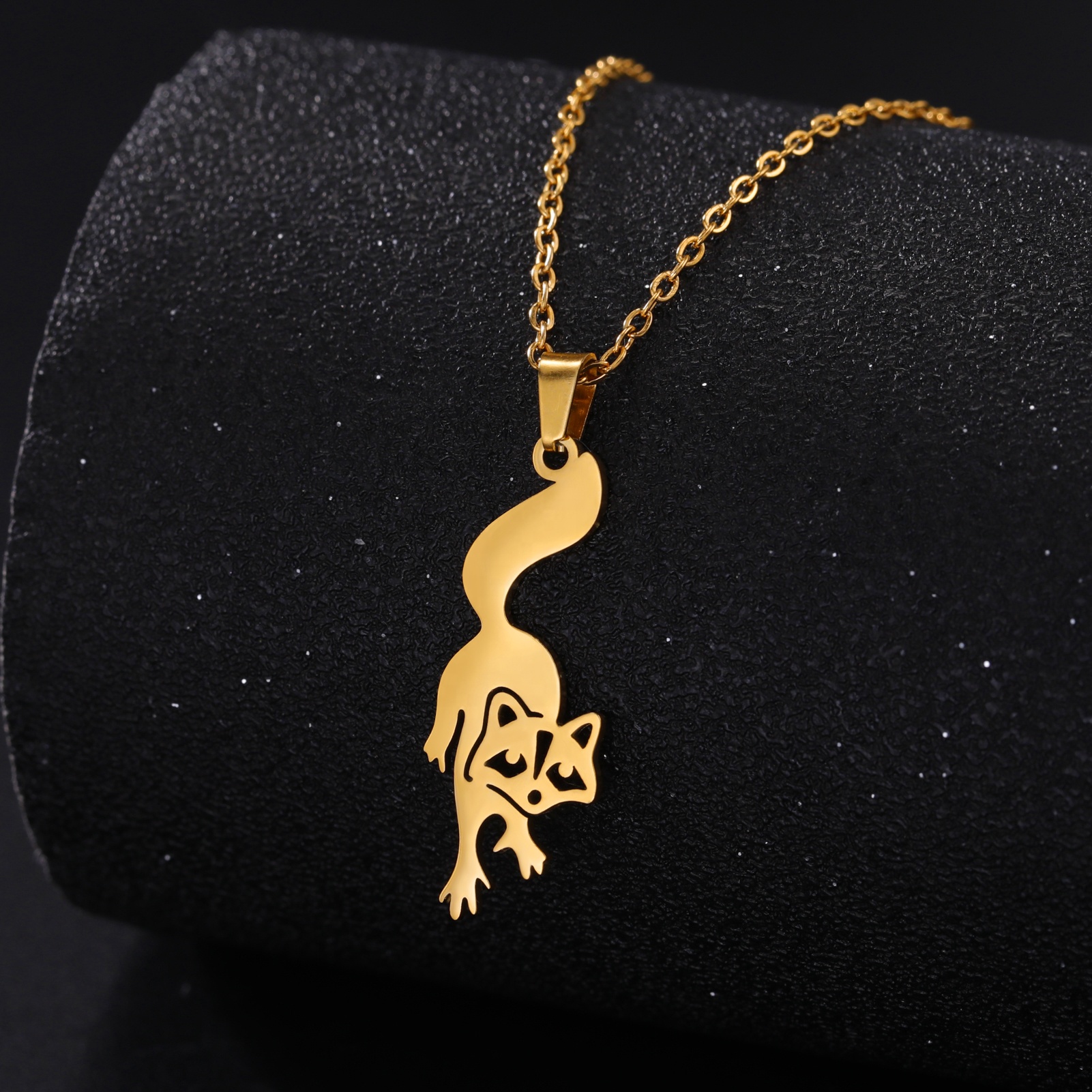 Collana Procione In Acciaio Inox - Ciondolo Carino Animale Per Donne E Uomini, Gioielli Moda Disponibili In Oro E Argento
