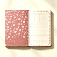 Carnet de notes quotidien A5 à couverture rigide, motif floral personnalisé, journal d'écriture, cadeau, papeterie