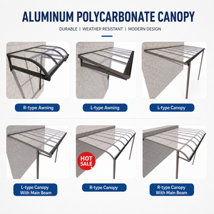Abri de voiture extérieur robuste en aluminium, imperméable, avec toit arqué et abri fixe attelé - Product Image 3