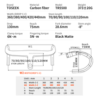 TOSEEK Aero Carbon Integrierter Rennrad-Lenker 28,6mm Interne Kabelführung Eingebaute Computerhalterung Rennrad-Dropbar