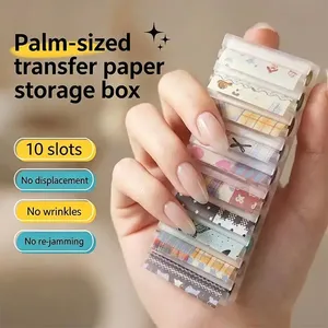 Caja organizadora de 10 compartimentos para papel de transferencia de uñas, impresa en 3D, expositor colorido para almacenamiento de pegatinas de foil, portátil para salón de uñas - Product Image 5