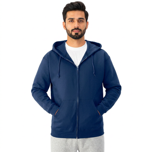 Sudadera con capucha para hombre con cremallera completa, 320 GSM, mezcla de algodón, impresión personalizada, suave y gruesa, para exteriores y gimnasio. - Product Image 1