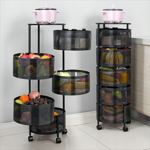 Di Chuyển Vòng Tròn Giỏ Với Bánh Xe Nhà Bếp Phòng Khách Rau Và Trái Cây Container Xoay Thực Phẩm Lưu Trữ Kệ - Product Image 5