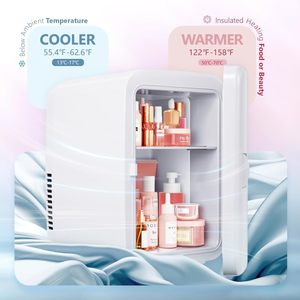 Mini réfrigérateur compact de 4 litres, 6 canettes, refroidisseur et chauffe-plat portable pour boissons, aliments, soins de la peau, blanc - Product Image 3