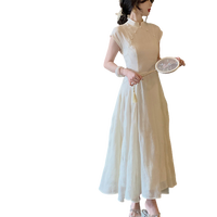 Robe Cheongsam Qipao Traditionnelle Chinoise Sexy à Manches Courtes pour Femmes, Collection Automne