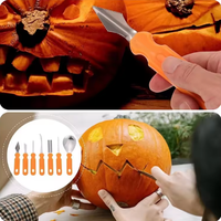 7-delige set roestvrijstalen keuken snijgereedschap Halloween DIY handgemaakte knutsel pompoen snijmes gereedschapset pompoen snijset