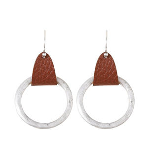 Faux Leather Earrings Stylish New Geometric <b>Sand</b> <b>Silver</b> Leather Pendant Earrings for Women Uionen 880 - Product Image 6