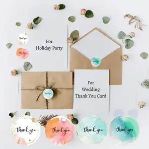 Watercolor Self Adhesive Thank you Card Gift Stickers for Invitation Cards and Wedding Decoration