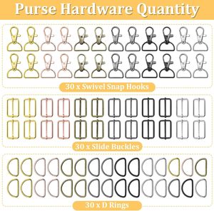 PAXCOO Keychain Bulk With <b>Key</b> Chain Swivel Hook D Rings And Slide Buckles For Handbag <b>Purse</b> Hardware Craft Inch - Product Image 2