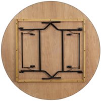 Table de banquet pliante ronde en contreplaqué robuste de 60 pouces avec pieds en métal Wishbone pour la location d'événements et de fêtes de mariage (vente en gros)