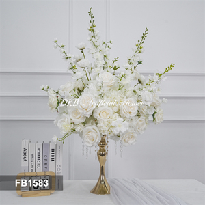 DKB Wholesale Realistic Silk Artificial White Flower Ball Wedding Centerpieces <b>Table</b> Decorations - Product Image 3
