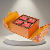Lot de 4 dossiers cadeaux rigides en carton haut de gamme avec fermeture magnétique pour l'emballage des gâteaux de lune