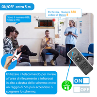 Système de gestion de file d'attente sans fil à commande vocale italienne avec affichage du compteur et 5 boutons d'appel numérotés pour restaurant, banque, hôpital