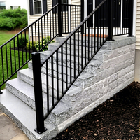 Rampe d'escalier en alliage d'aluminium thermolaqué noir pour usage intérieur/extérieur dans les appartements, les balcons, les villas, les hôtels, les salles de bain