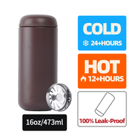 Mug isotherme à double paroi anti-fuite de 473 ml en acier inoxydable avec filtre en acier inoxydable
