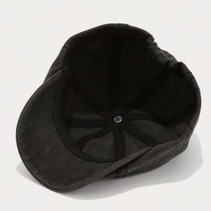 Nouveau Chapeau Gavroche en Coton Lavé Printemps 2025 pour Femme et Homme, Béret Britannique Vintage Couleur Unie 8 Panneaux - Product Image 4