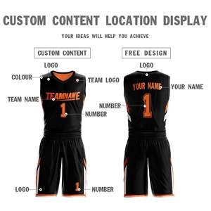 Desain Jersey Basket Olahraga Set Dua Sisi Hitam Oranye Kustom - Product Image 4