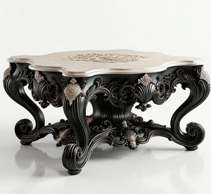 Premium Handcrafted Solid Wood Accent <b>Table</b> Antique Gold Traditional Decorative Living Room Furniture - Product Image 2