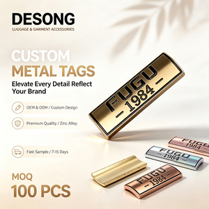 Custom Engraving Metal <b>Name</b> Tags Private Brand Sewable Metal Logo Plates Decorative Metal <b>Labels</b> for Bags & Garments - Product Image 1