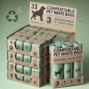 Eco-Friendly <b>Compostable</b> Dog Poop Bags Biodegradable Fiber Waste Disposal Bags Sustainable & Plastic-Free for Pets - Product Image 1