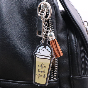 Personalizzato insegnare l'amore <span class=keywords><strong>e</strong></span> ispirare portachiavi acrilico con nappa torna alla fabbrica regalo insegnante di scuola diretta - Product Image 3