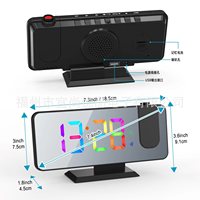 Réveil miroir LED avec projection RGB, affichage coloré, horloge de bureau électronique pour chambre à coucher et table de chevet