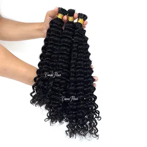 Vmae Factory Natural Black 4A 4B 4C Afro Kinky Curly 100g Yaki Hair Extension Prebonded I tip Stick Virgin Human Extensions