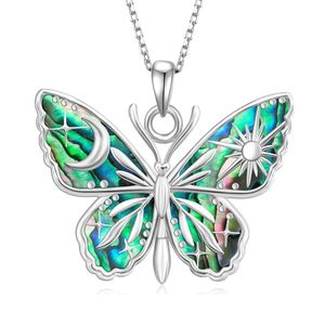 Collana con Ciondolo a Farfalla in <span class=keywords><strong>Argento</strong></span> Sterling 925 e Conchiglia di Abalone, <span class=keywords><strong>Gioielli</strong></span> Vintage Delicati, Fogli di Abalone in Vendita - Product Image 1