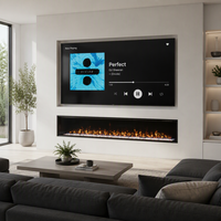 Cheminée électrique encastrée tendance avec contrôle par application, économe en énergie, flamme réglable 7 couleurs pour usage intérieur, hôtelier et extérieur
