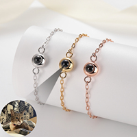 Vente en gros de bijoux tendance Bracelet photo personnalisé Bracelet de projection photo en cuivre pour femme