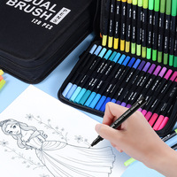 Stylos aquarelle à double pointe transfrontalière dessin d'art décrivant les marqueurs colorés effaçable PP matériel écologique pour enfants