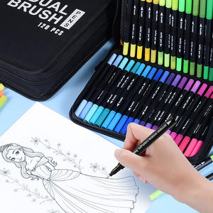 Cross-Border pena cat air dua ujung, pena seni menggambar lapisan luar spidol warna dapat dihapus bahan PP ramah lingkungan untuk anak-anak - Product Image 4