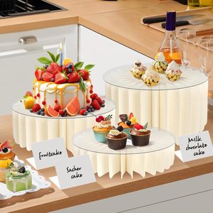 Présentoir à desserts en acrylique blanc écologique de 3mm, présentoirs de table de buffet, supports à cupcakes, supports d'affichage de fête - Product Image 5