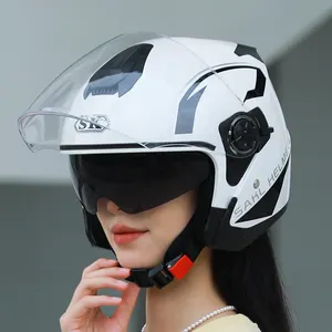 Helm sepeda motor klasik untuk pria pelindung berkendara 3/4 topi wanita helm wajah terbuka untuk skuter sicurezza/cascos para moto