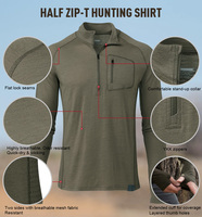 Chemises de pêche à demi-zip de performance camouflage personnalisées, respirantes et à séchage rapide, vêtements de chasse