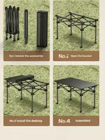 Table de camping pliable portable en métal, design moderne, structure en fer, forme carrée, 2 places, mobilier d'extérieur personnalisable, marque
