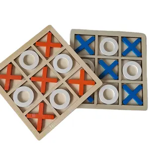 Puzzle éducatif pour enfants avec logo personnalisé, jouet de table en bois pour enfants, jeux de tic-tac-toe