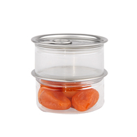 Toples plastik bening tahan hewan peliharaan 100ML, toples kemasan kaleng permen kue bunga plastik 3.5g dengan tutup