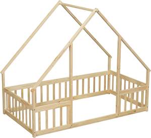 Mobilier pour enfants <span class=keywords><strong>Lit</strong></span> en bois massif en forme de maison <span class=keywords><strong>Lit</strong></span> <span class=keywords><strong>tipi</strong></span> pour tout-petits avec garde-corps - Product Image 4