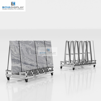 Chariot de présentation mobile robuste à double face en forme de A pour dalles de pierre, chariot de présentation roulant en acier pour marbre, granit, quartz et carrelage