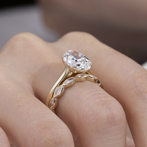 Messi Jewelry MSR-2166 14k Oval Cut Lab Grown <b>Diamond</b> <b>Ring</b> Engagement <b>Ring</b> - Product Image 2
