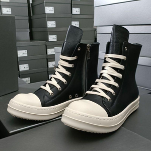 Baskets montantes classiques en cuir, bottines décontractées de luxe à semelle épaisse, bottes de ville pour hommes de qualité supérieure - Product Image 1