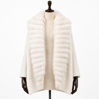 Cardigan en laine/viscose coréenne pour femme, à manches chauve-souris, tricoté plat, respirant, avec col écharpe, rayé blanc, style boutique