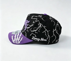 Gorra de Papá de 6 Paneles con Visera Curva, Algodón Lavado, Bordado 3D, Rayo Gótico, Esqueleto, Mano, Punk, Hip Hop, Urbano, OEM, Fábrica Mayorista - Product Image 3