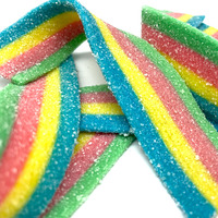 Bande de bonbons gélifiés larges et plats, enduites de poudre acidulée, directement de l'usine, en boîte, OEM, marque privée, vente en gros, importateur